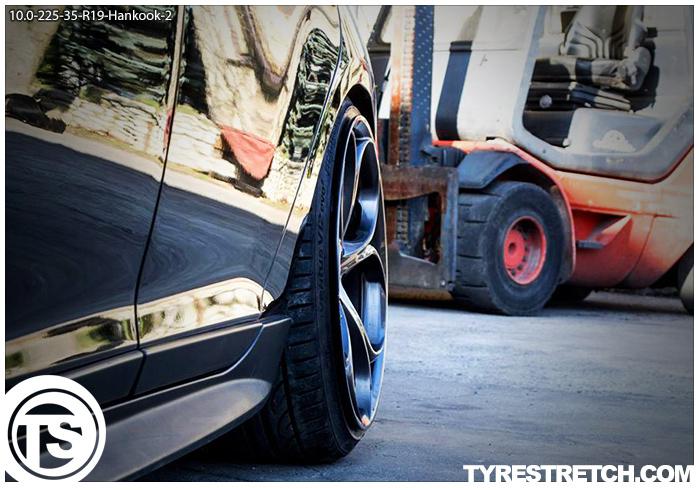 An example of tyre stretch: 225/35 R19 on 10.0J – HANKOOK