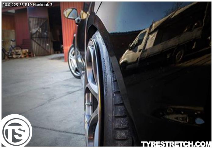 An example of tyre stretch: 225/35 R19 on 10.0J – HANKOOK