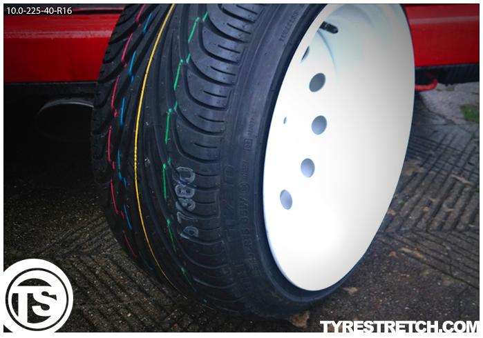 An example of tyre stretch: 225/40 R16 on 10.0J