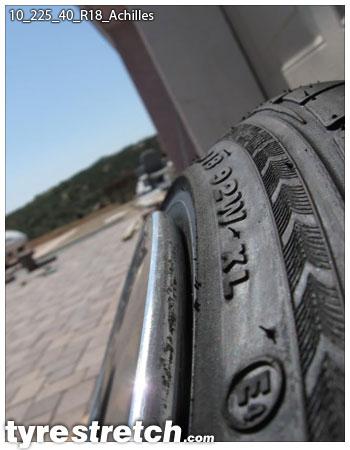 An example of tyre stretch: 225/40 R18 on 10.0J – ACHILLES