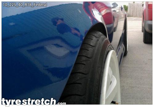 An example of tyre stretch: 225/40 R18 on 10.0J – FEDERAL