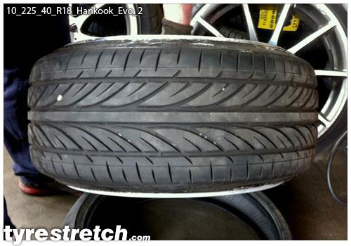 An example of tyre stretch: 225/40 R18 on 10.0J – HANKOOK