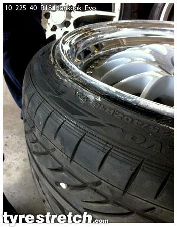 An example of tyre stretch: 225/40 R18 on 10.0J – HANKOOK