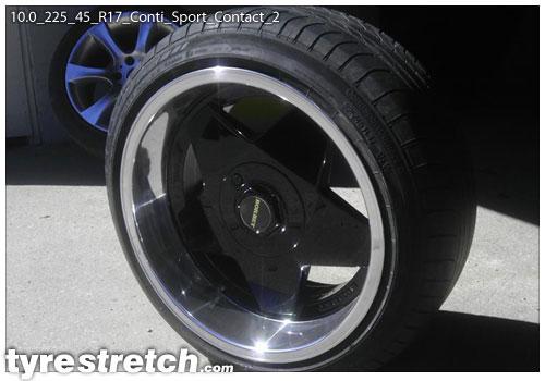 An example of tyre stretch: 225/45 R17 on 10.0J – CONTINENTAL