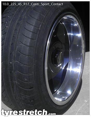 An example of tyre stretch: 225/45 R17 on 10.0J – CONTINENTAL
