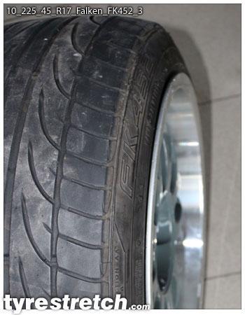 An example of tyre stretch: 225/45 R17 on 10.0J – FALKEN