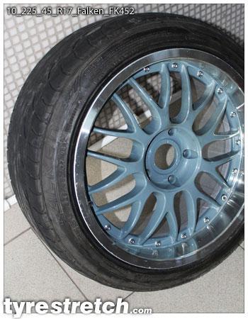 An example of tyre stretch: 225/45 R17 on 10.0J – FALKEN