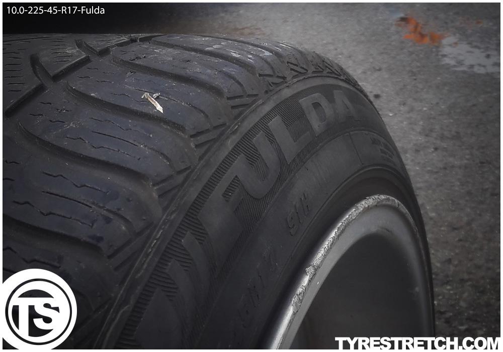 An example of tyre stretch: 225/45 R17 on 10.0J – FULDA