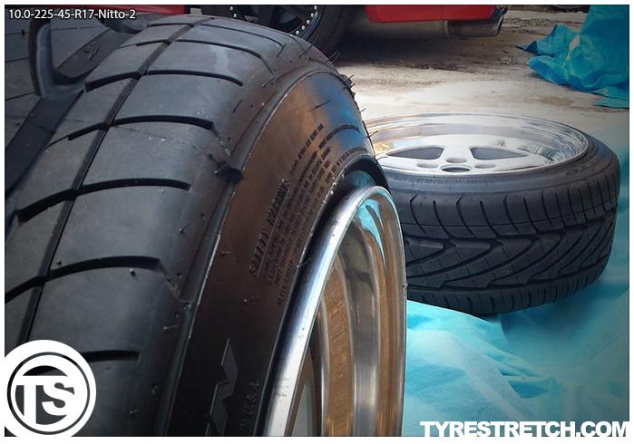 An example of tyre stretch: 225/45 R17 on 10.0J – NITTO