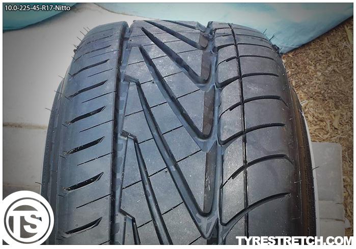 An example of tyre stretch: 225/45 R17 on 10.0J – NITTO