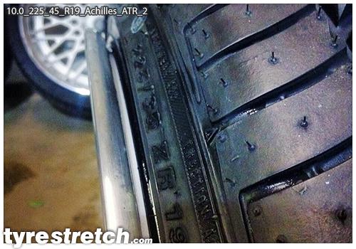 An example of tyre stretch: 225/45 R19 on 10.0J – ACHILLES