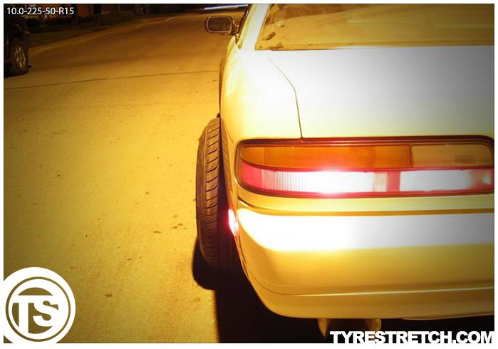 An example of tyre stretch: 225/50 R15 on 10.0J