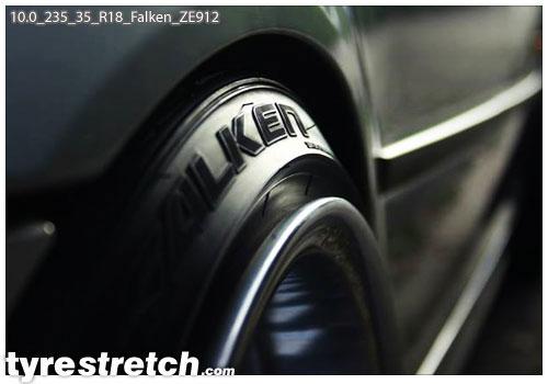 An example of tyre stretch: 235/35 R18 on 10.0J – Falken
