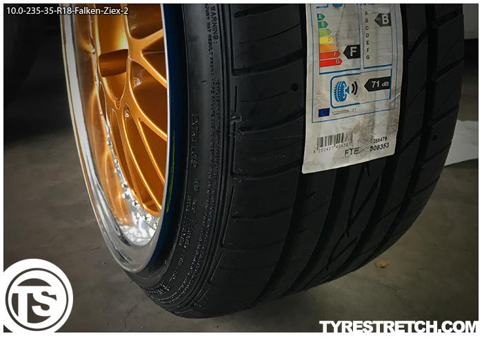 An example of tyre stretch: 235/35 R18 on 10.0J – FALKEN