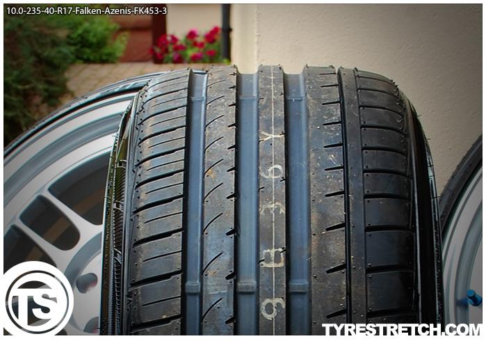 An example of tyre stretch: 235/40 R17 on 10.0J – FALKEN