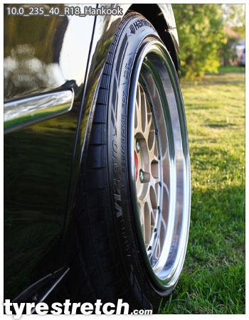 An example of tyre stretch: 235/40 R18 on 10.0J – HANKOOK