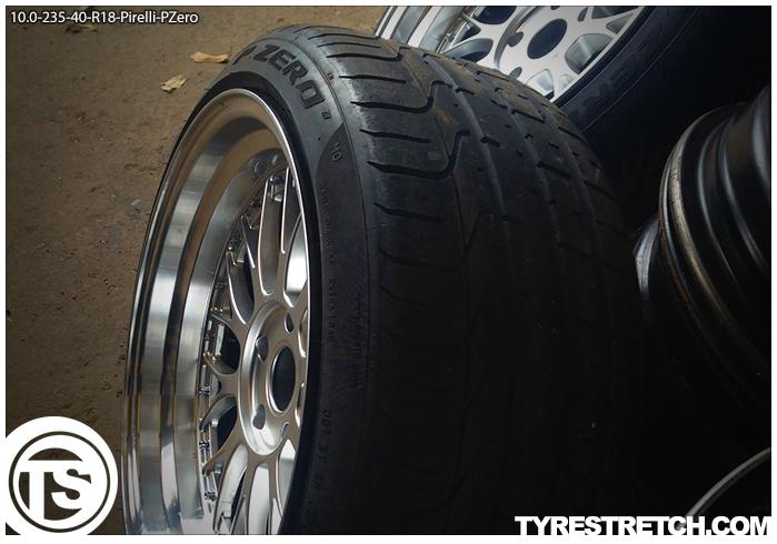 An example of tyre stretch: 235/40 R18 on 10.0J – PIRELLI