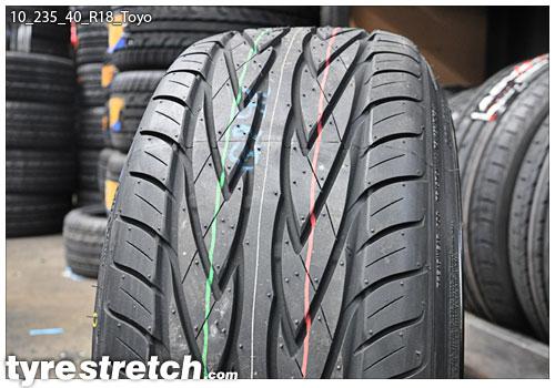 An example of tyre stretch: 235/40 R18 on 10.0J – TOYO