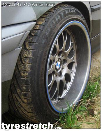 An example of tyre stretch: 235/45 R17 on 10.0J – HANKOOK