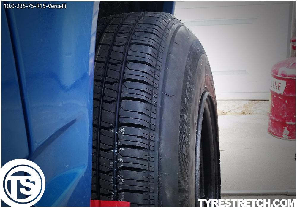 An example of tyre stretch: 235/75 R15 on 10.0J – VERCELLI