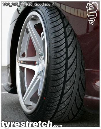 An example of tyre stretch: 245/30 R20 on 10.0J – GOODRIDE