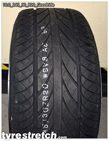 An example of tyre stretch: 245/30 R20 on 10.0J – GOODRIDE