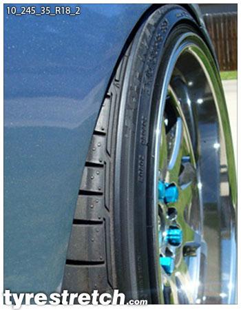 An example of tyre stretch: 245/35 R18 on 10.0J