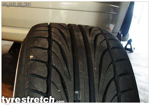 An example of tyre stretch: 245/35 R18 on 10.0J