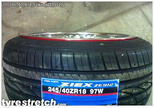 An example of tyre stretch: 245/40 R18 on 10.0J – FALKEN