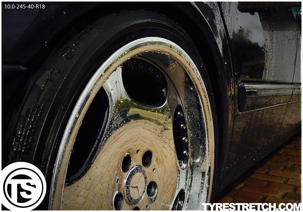 An example of tyre stretch: 245/40 R18 on 10.0J