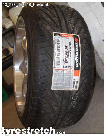An example of tyre stretch: 255/35 R18 on 10.0J – HANKOOK