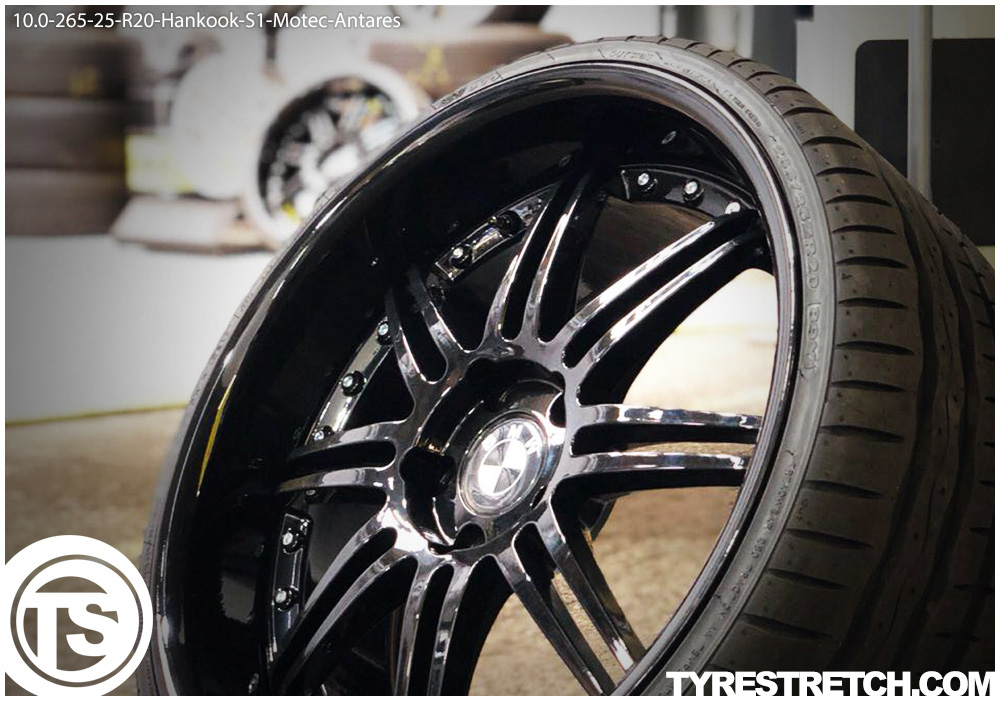 An example of tyre stretch: 265/25 R20 on 10.0J – HANKOOK (MOTEC)