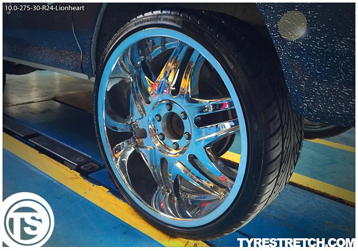 An example of tyre stretch: 275/30 R24 on 10.0J – LIONHEART