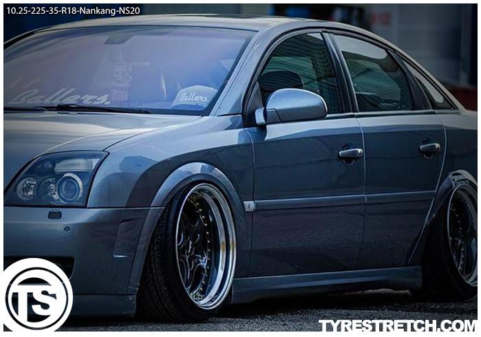 An example of tyre stretch: 225/35 R18 on 10.25J – NANKANG