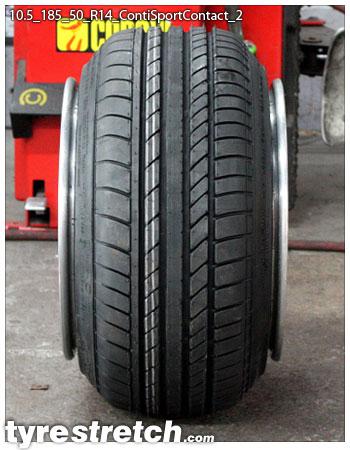 An example of tyre stretch: 185/50 R14 on 10.5J – CONTINENTAL