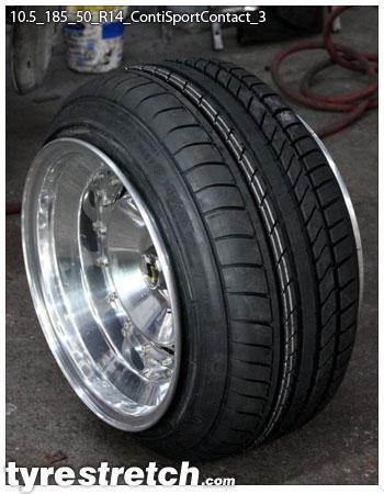 An example of tyre stretch: 185/50 R14 on 10.5J – CONTINENTAL