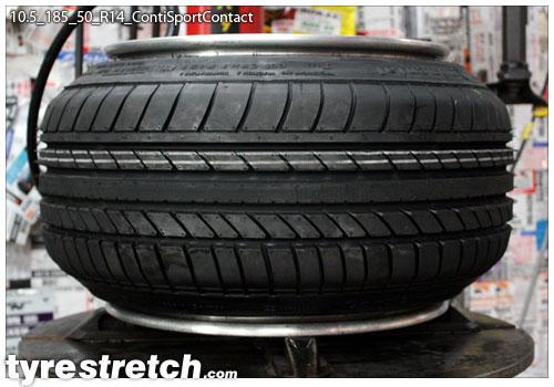 An example of tyre stretch: 185/50 R14 on 10.5J – CONTINENTAL