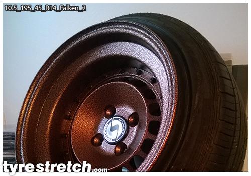 An example of tyre stretch: 195/45 R14 on 10.5J – FALKEN