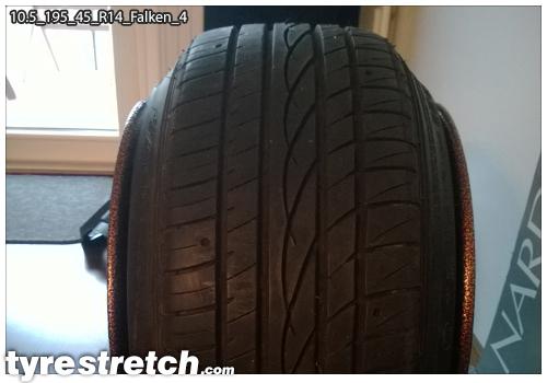An example of tyre stretch: 195/45 R14 on 10.5J – FALKEN