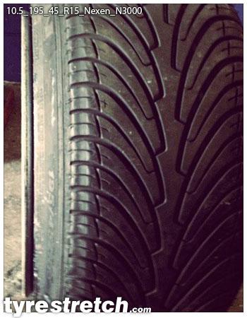 An example of tyre stretch: 195/45 R15 on 10.5J – NEXEN