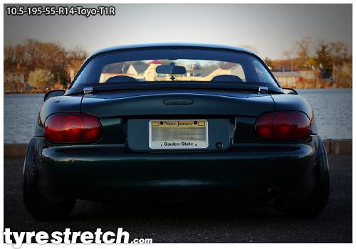 An example of tyre stretch: 195/55 R14 on 10.5J – TOYO