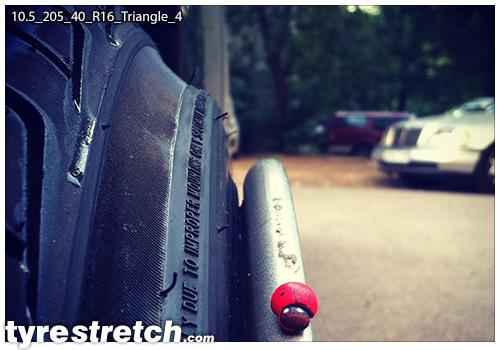 An example of tyre stretch: 205/40 R16 on 10.5J – TRIANGLE