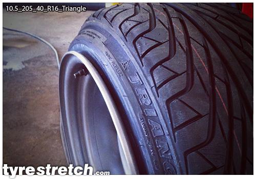 An example of tyre stretch: 205/40 R16 on 10.5J – TRIANGLE
