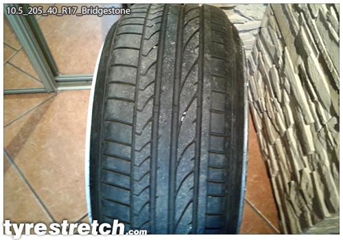An example of tyre stretch: 205/40 R17 on 10.5J – BRIDGESTONE