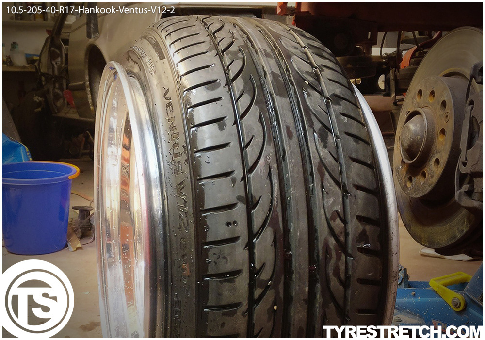 An example of tyre stretch: 205/40 R17 on 10.5J – HANKOOK