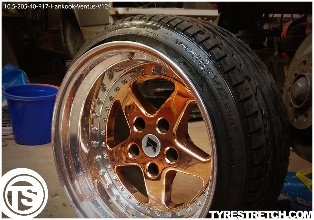 An example of tyre stretch: 205/40 R17 on 10.5J – HANKOOK