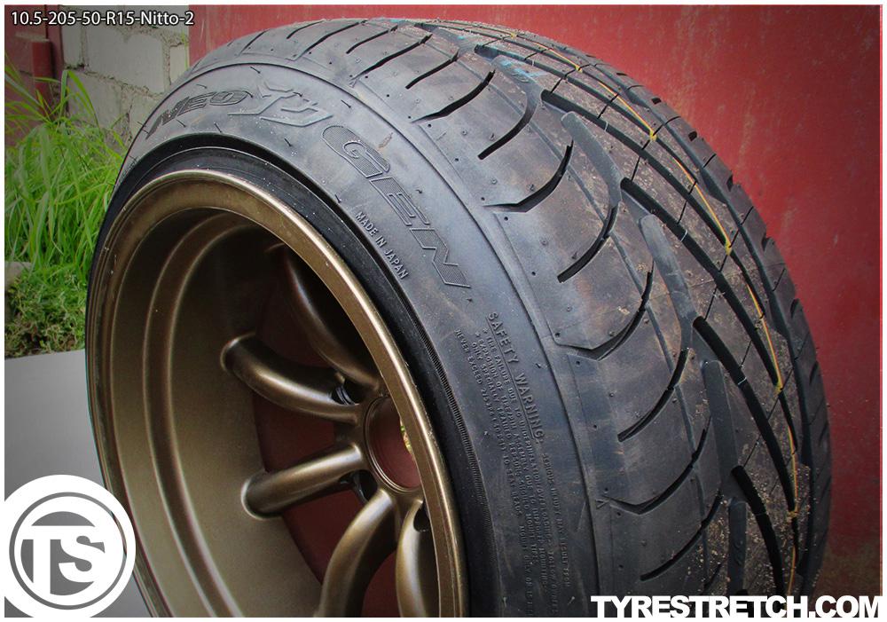 An example of tyre stretch: 205/50 R15 on 10.5J – NITTO