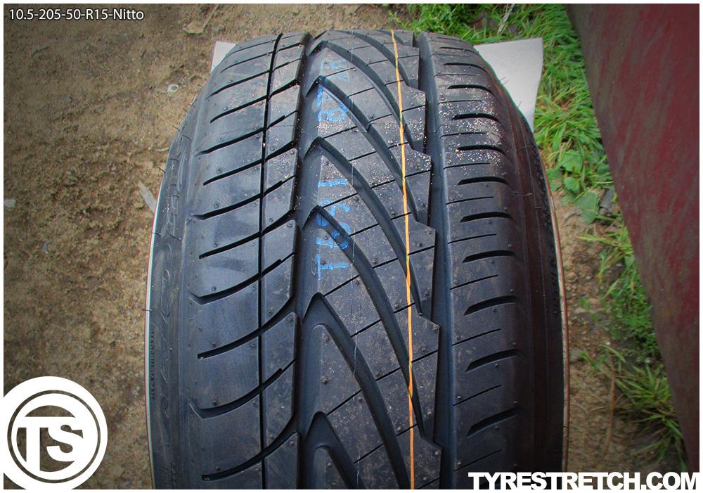 An example of tyre stretch: 205/50 R15 on 10.5J – NITTO