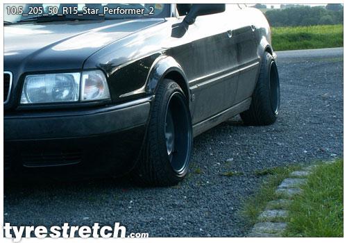 An example of tyre stretch: 205/50 R15 on 10.5J – STAR PERFORMER