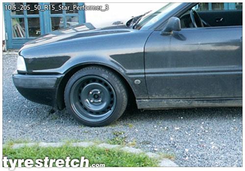 An example of tyre stretch: 205/50 R15 on 10.5J – STAR PERFORMER